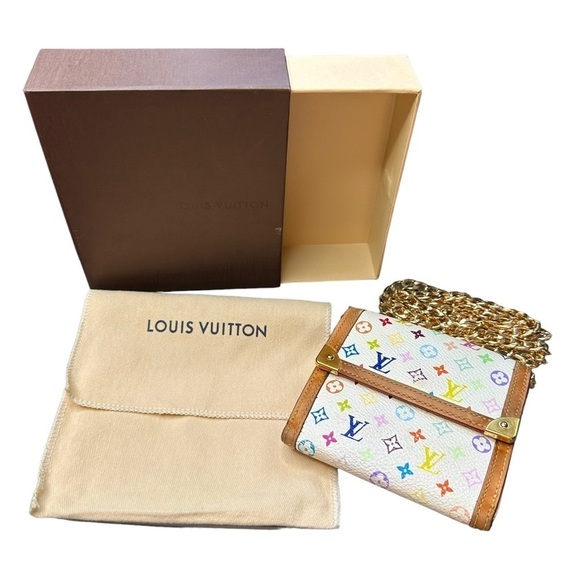 Authentic Louis Vuitton Murakami Multicolor White Leather Wallet Mini Belt Bag - Picture 5 of 16